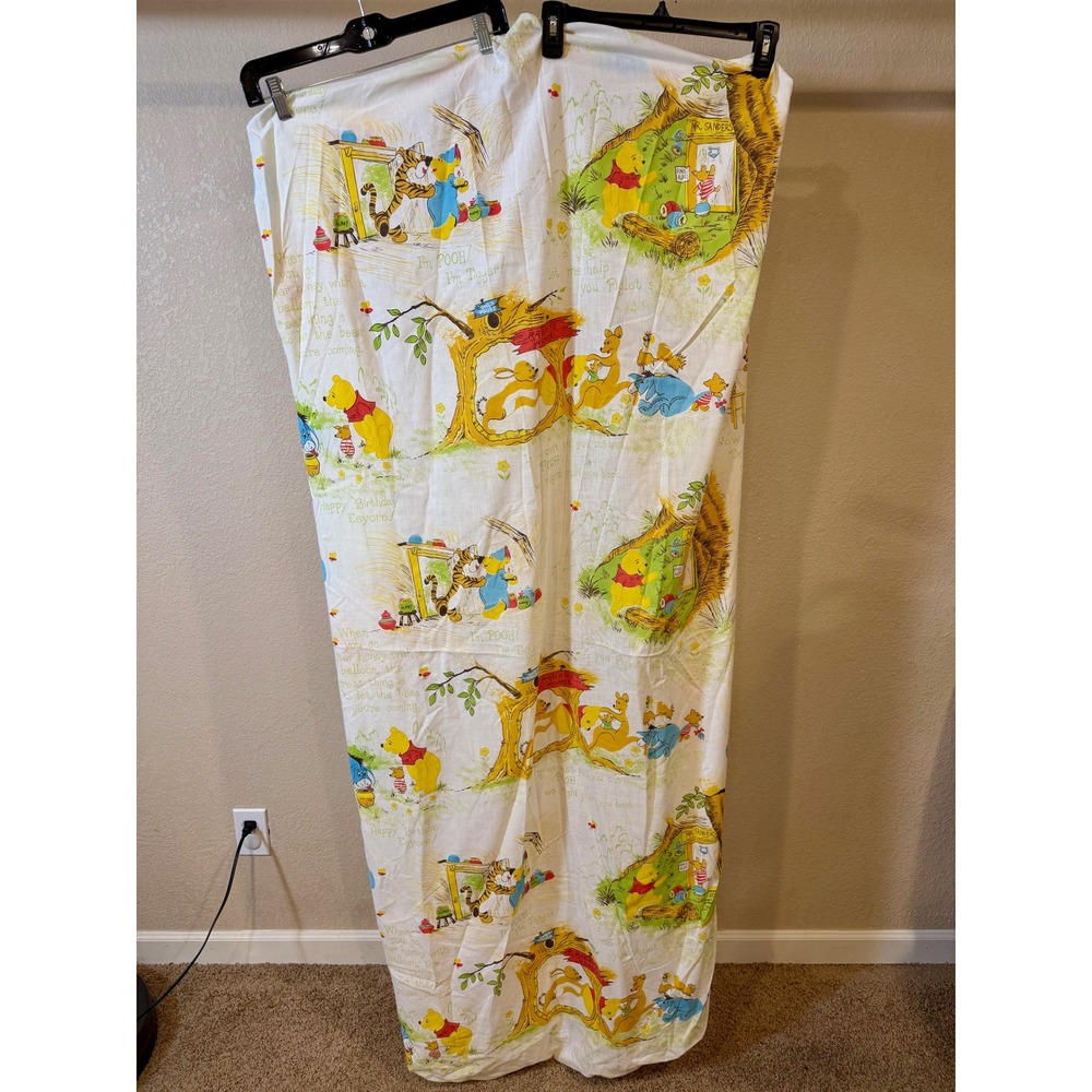Vintage 1970s Sears Perma-Prest Winnie the Pooh Crib Sheet Disney Characters 70s - Picture 2 of 14